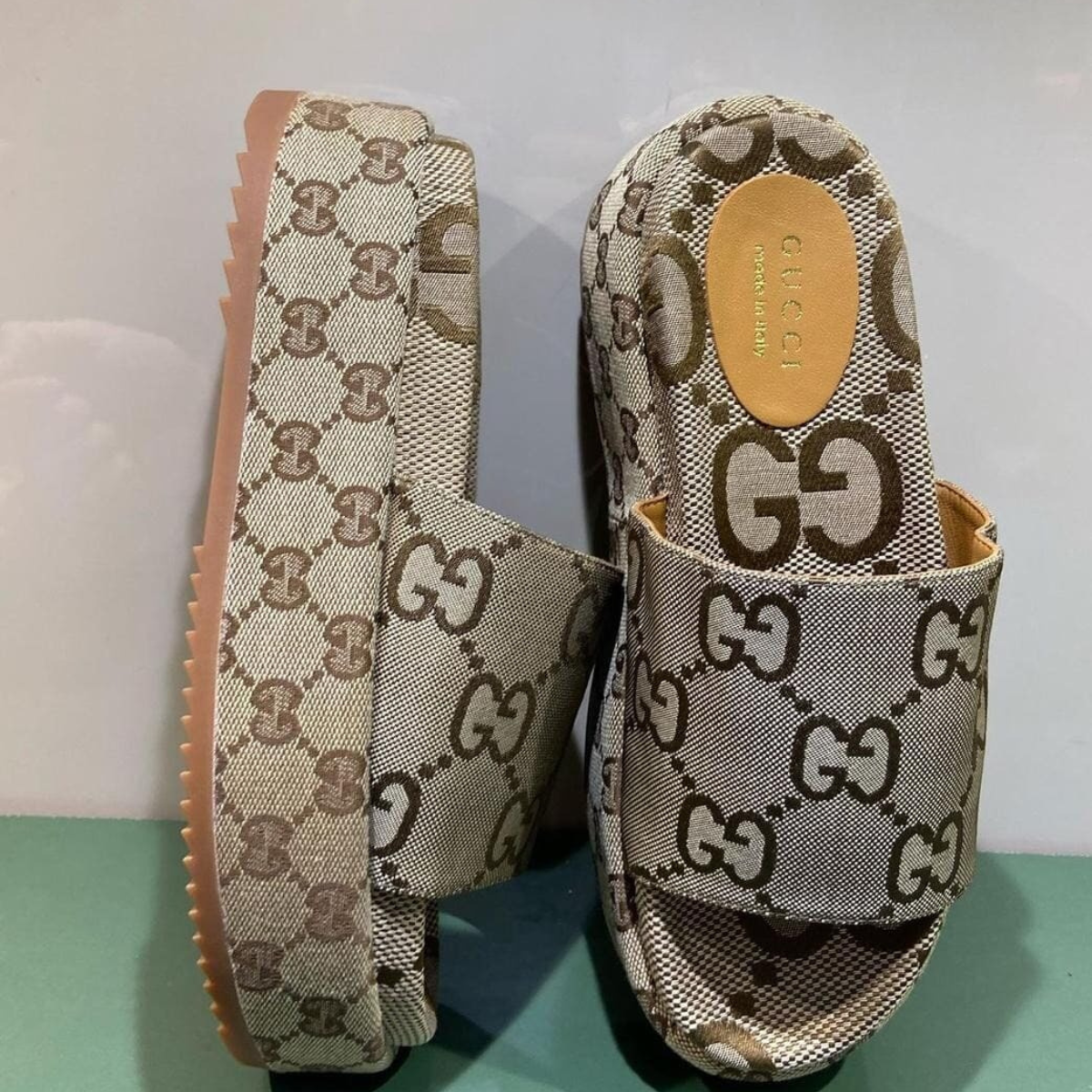 GUCCI DIONYSUS MINI BAG & ANGELINA FLAT SANDAL SET – BEIGE MONOGRAM