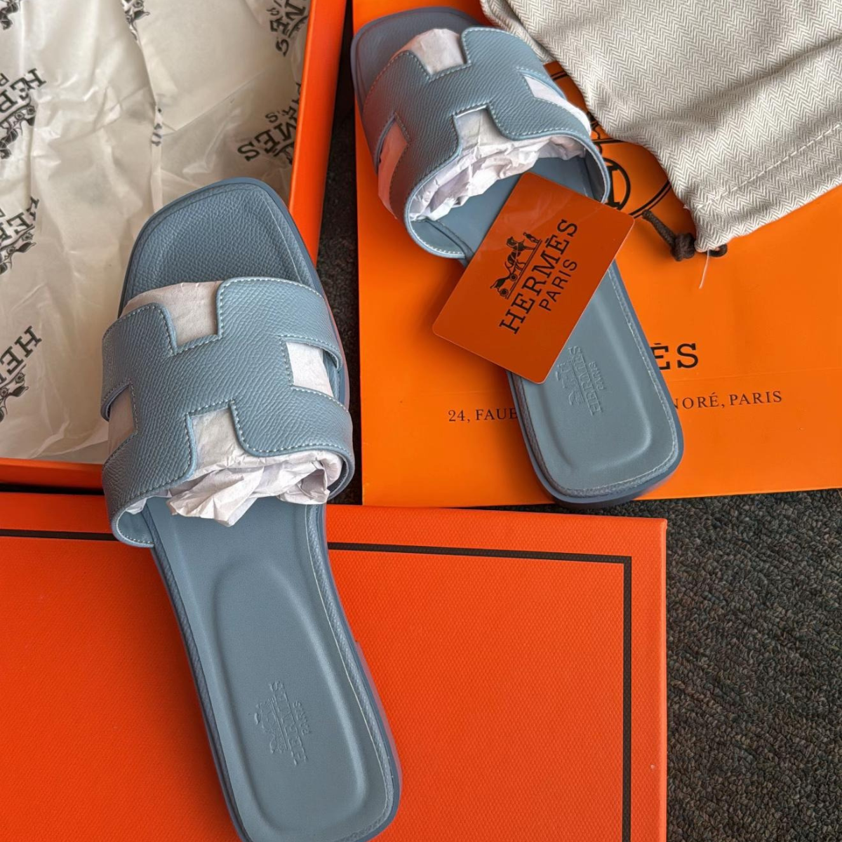 HERMÈS ORAN LIGHT BLUE & DIOR LADY D-LITE BLUE SET